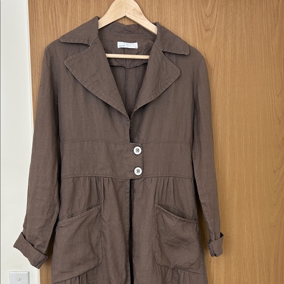 Jackets & Blazers - Vintage 100% Linen Long Jacket